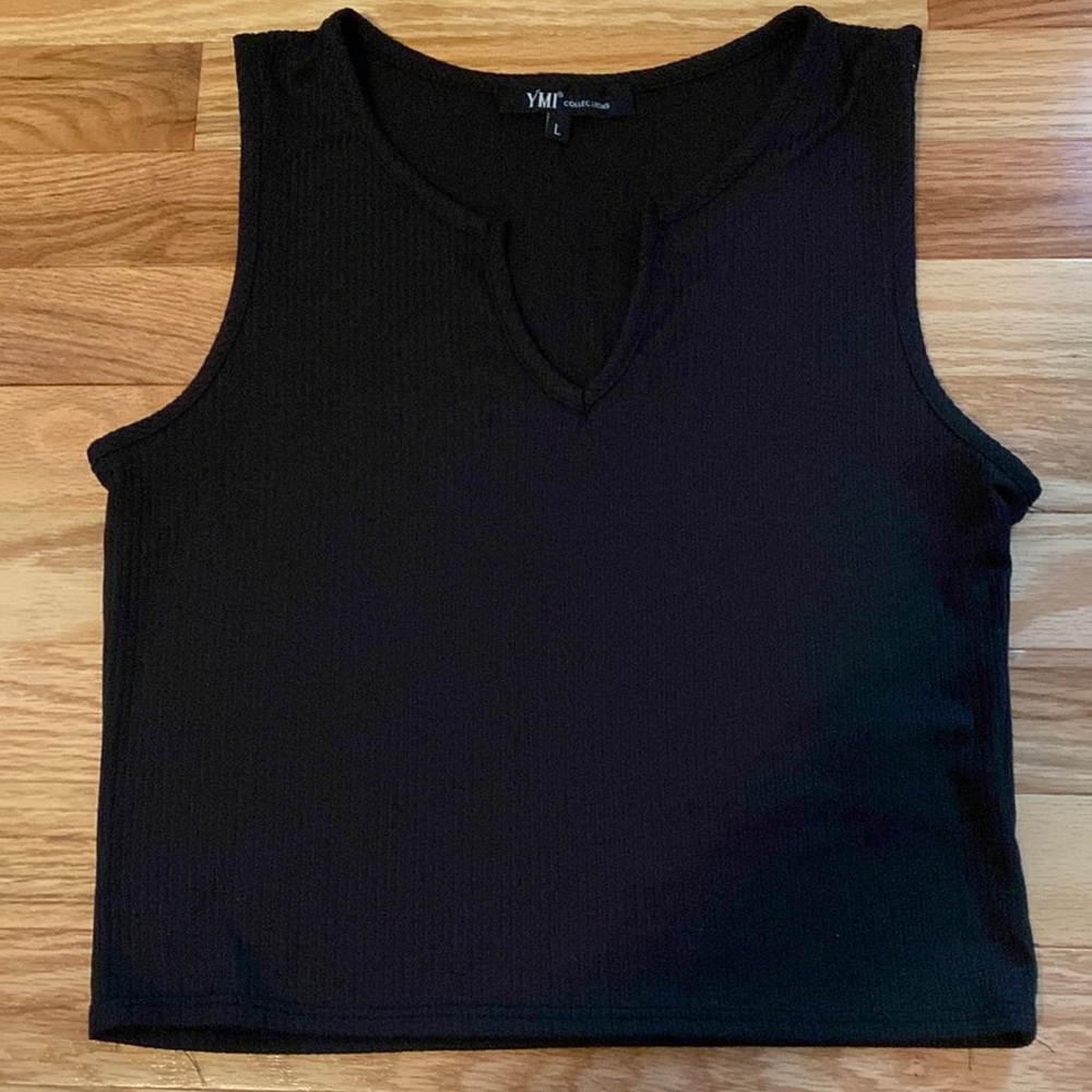 YMI ribbed, Sleeveless Black crop top  size L